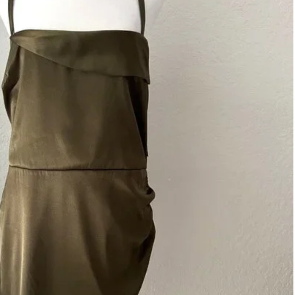City Studio Asymmetrical Olive Satin Dress. Size M. NWT - Picture 3 of 3